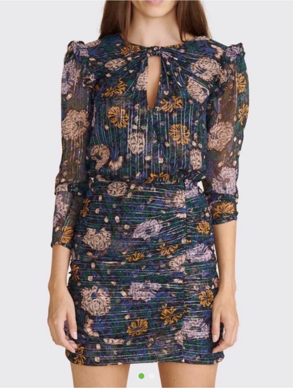 Veronica beard floral printed puff sleeve